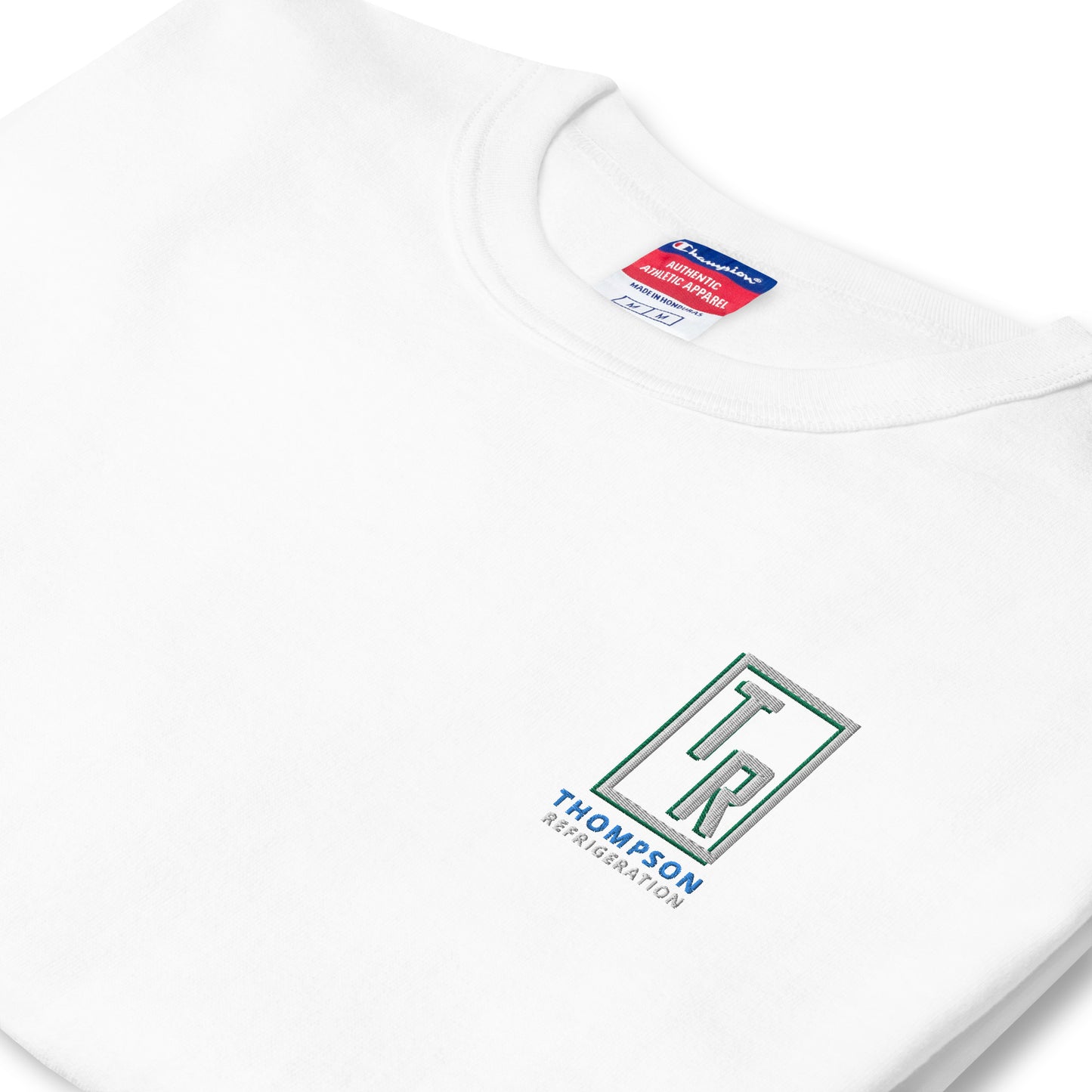 Thompson Refrigeration - Embro Front / Printed back Men's Champion T-Shirt