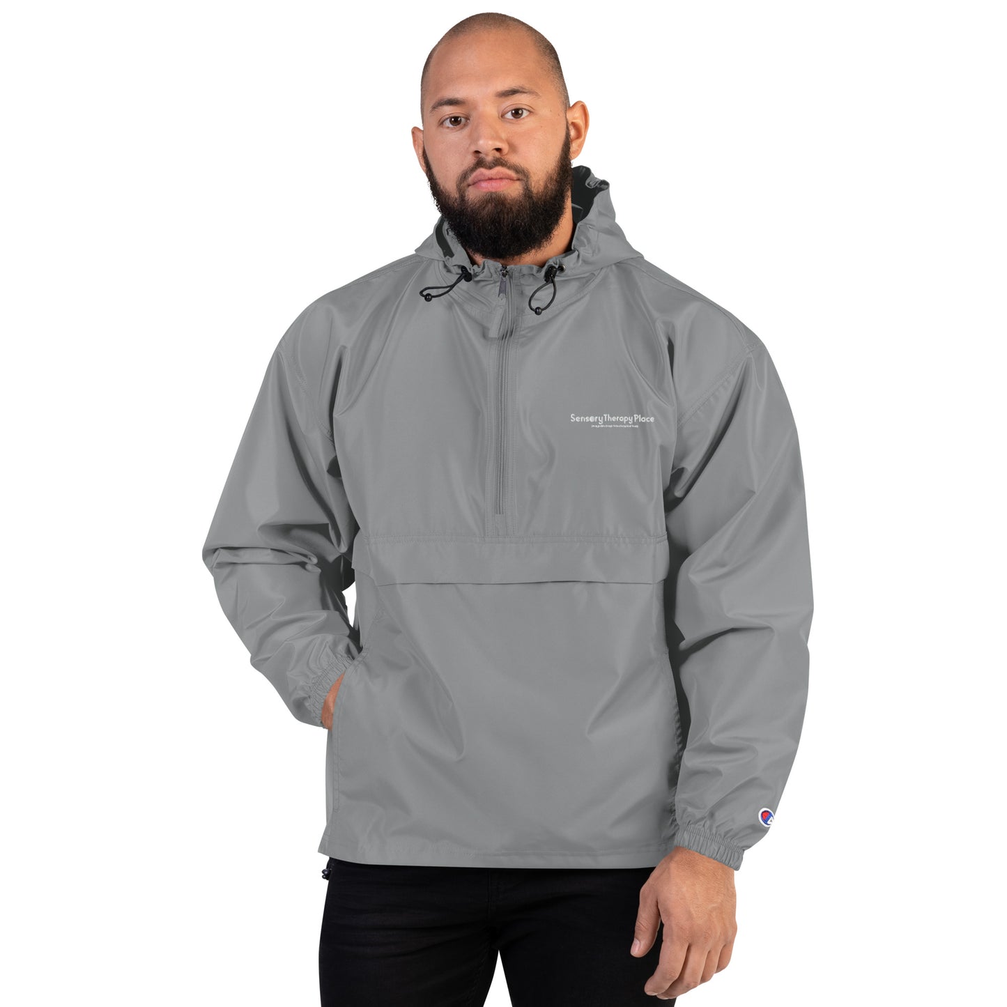 Sensory Therapy - Embroidered Champion Packable Jacket - White logo