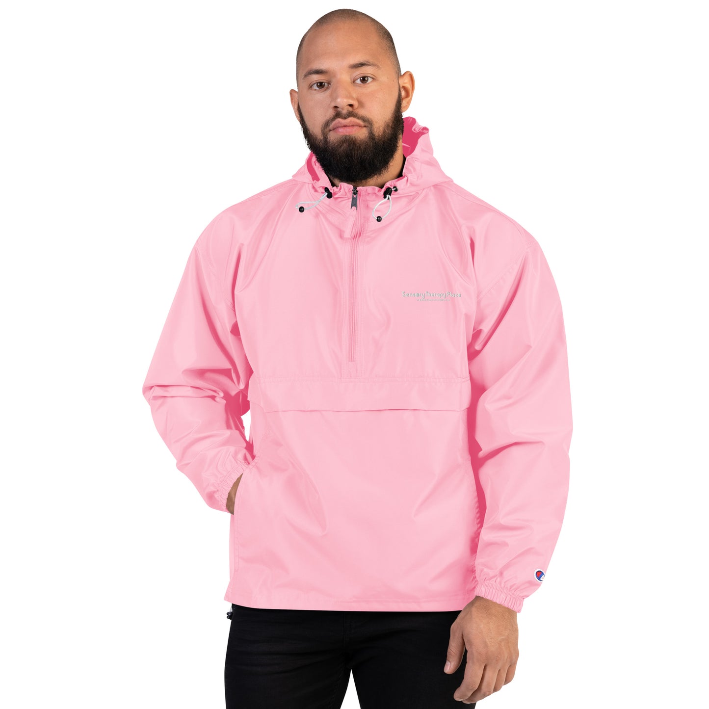 Sensory Therapy - Embroidered Champion Packable Jacket - White logo