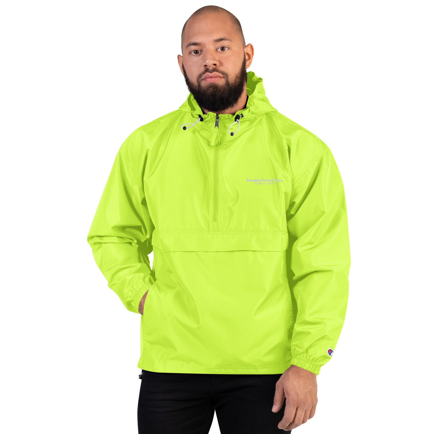 Sensory Therapy - Embroidered Champion Packable Jacket - White logo