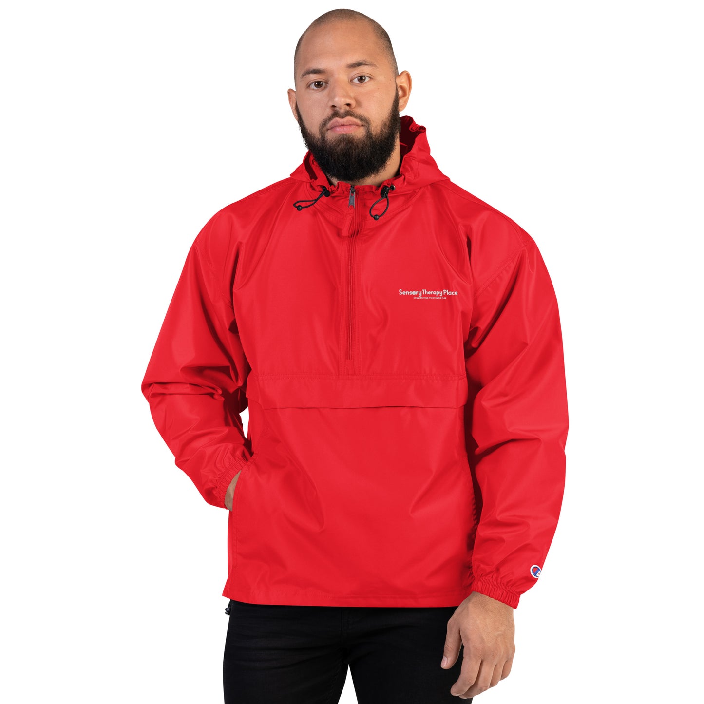 Sensory Therapy - Embroidered Champion Packable Jacket - White logo