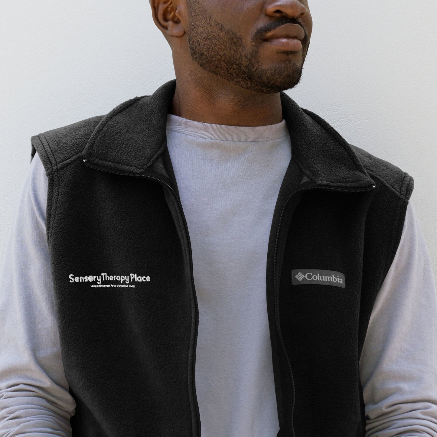 Sensory Therapy - Men’s Columbia fleece vest - White logo