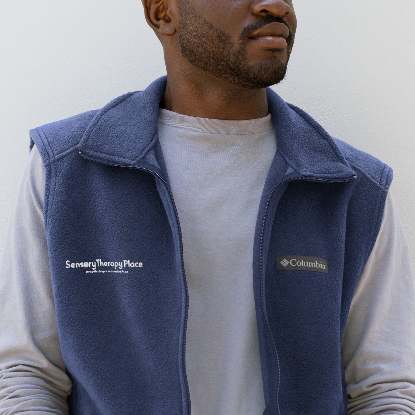 Sensory Therapy - Men’s Columbia fleece vest - White logo