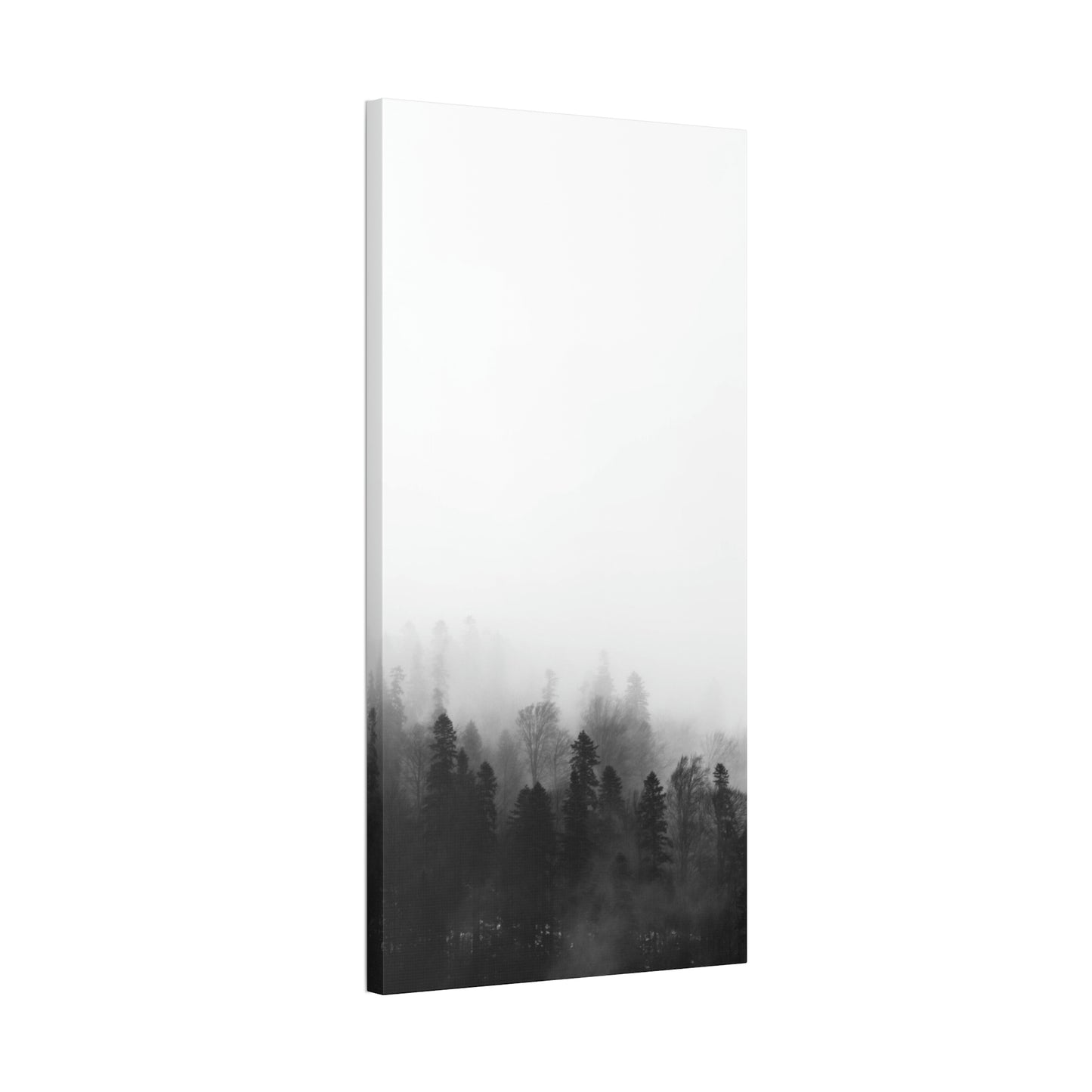 Forest, Black & White, Tree line, Nature, Fog, B and W Tree line Polyester Canvas
