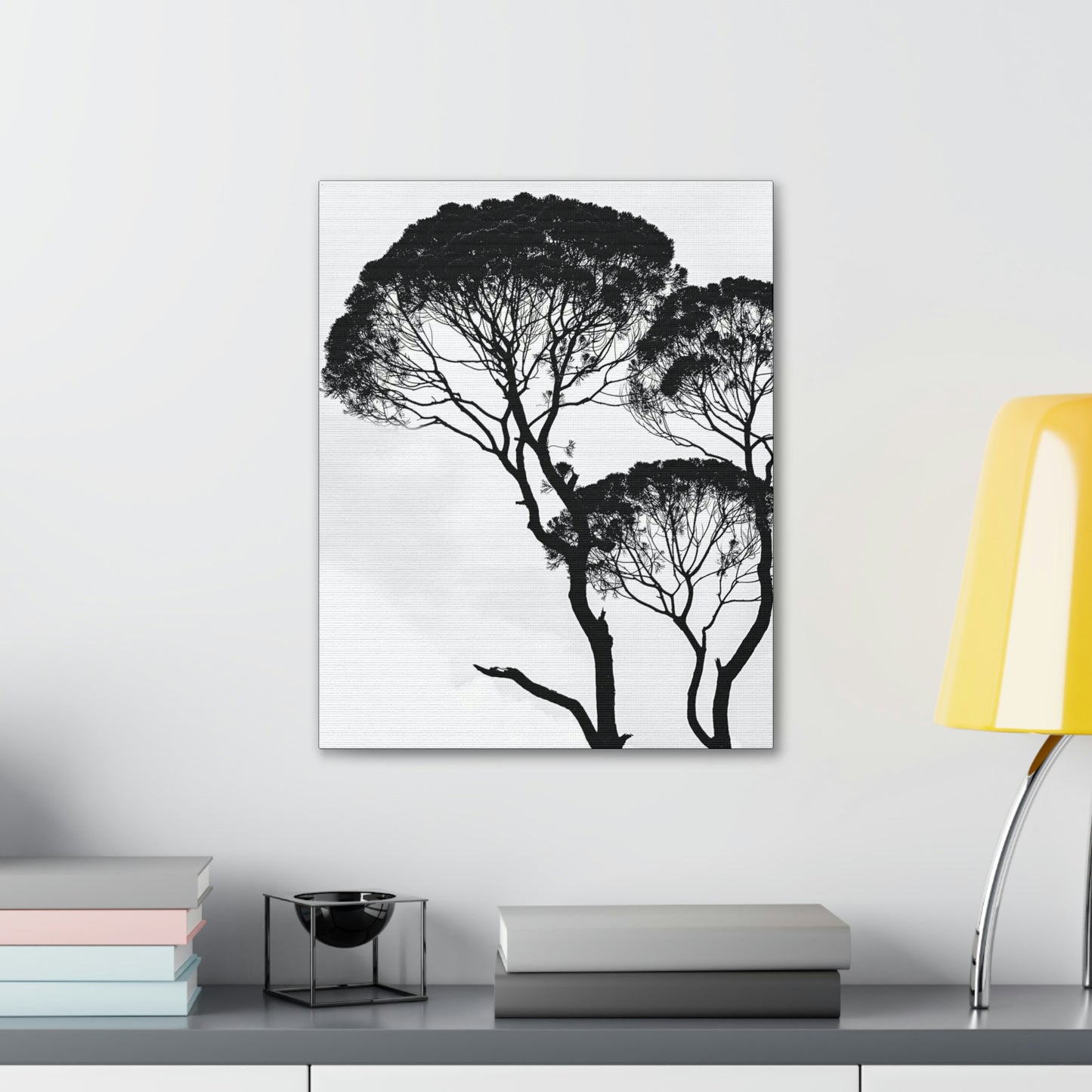 Black and White Trees, Trees, Savannah, Safari - Polyester Canvas