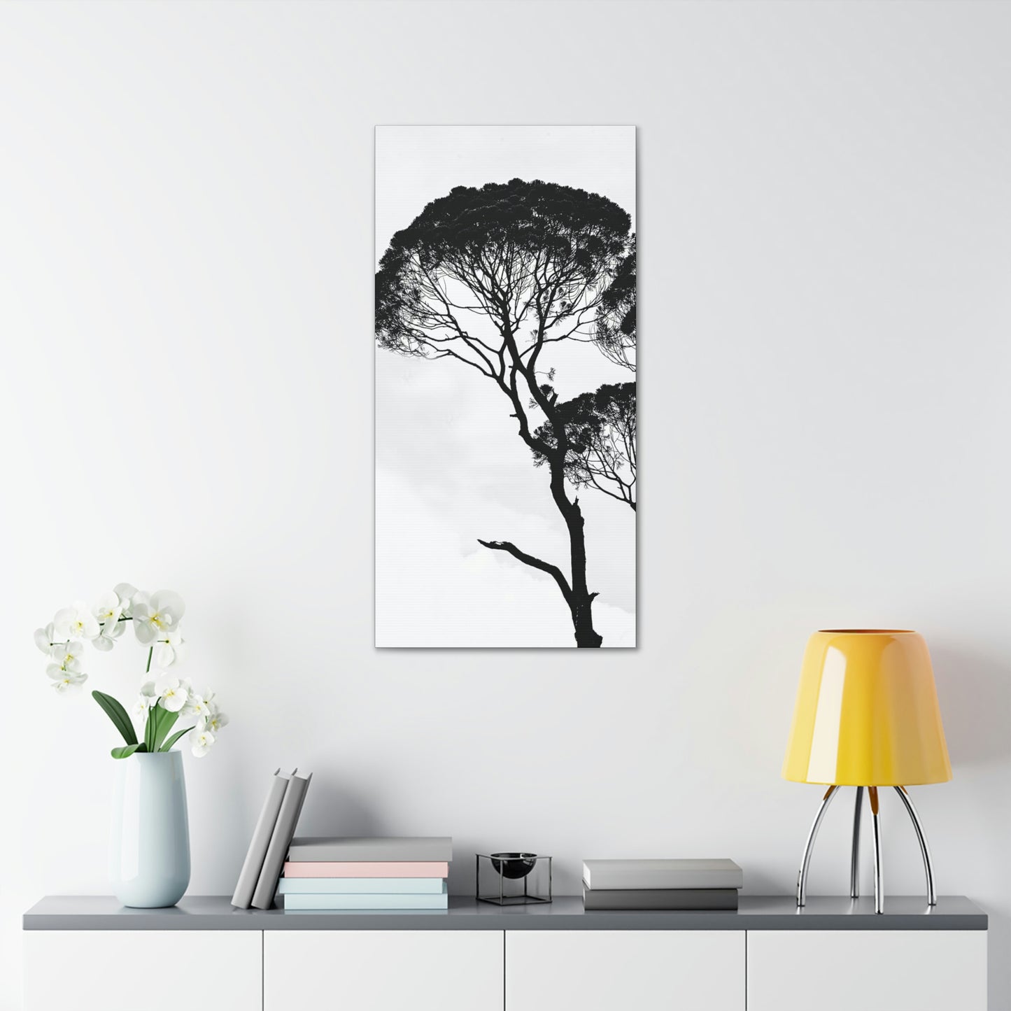Black and White Trees, Trees, Savannah, Safari - Polyester Canvas