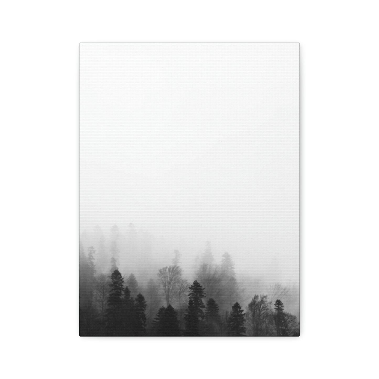 Forest, Black & White, Tree line, Nature, Fog, B and W Tree line Polyester Canvas