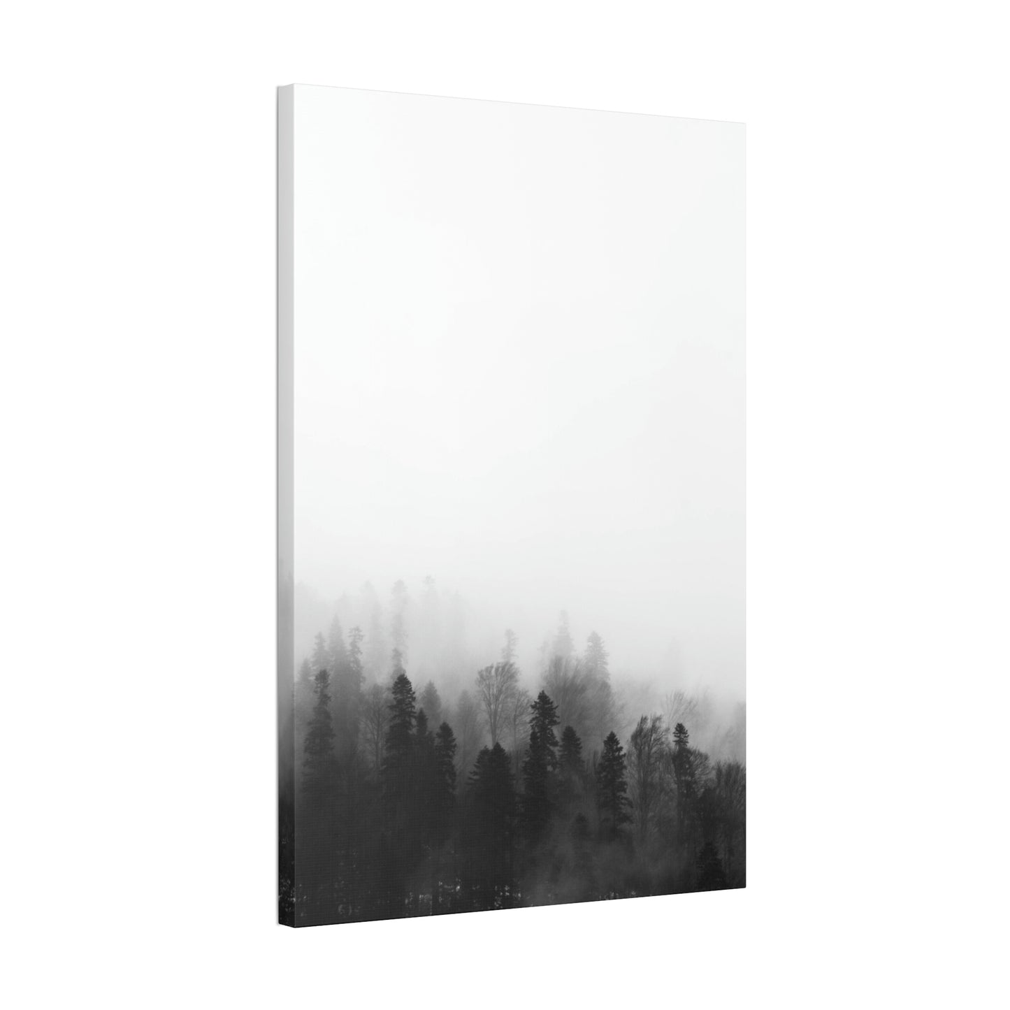 Forest, Black & White, Tree line, Nature, Fog, B and W Tree line Polyester Canvas