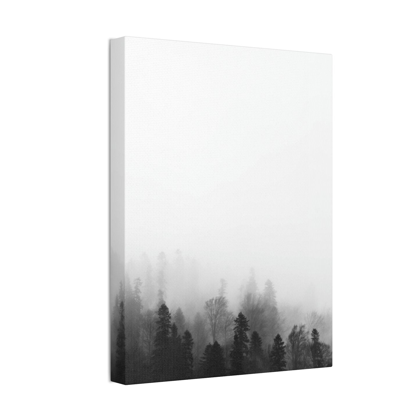 Forest, Black & White, Tree line, Nature, Fog, B and W Tree line Polyester Canvas