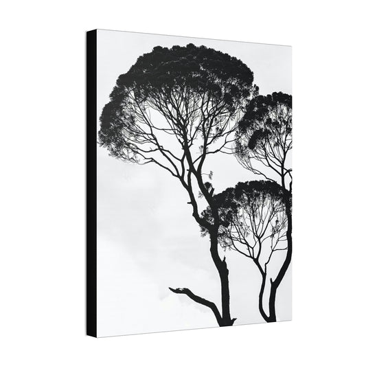Black and White Trees, Trees, Savannah, Safari - Polyester Canvas
