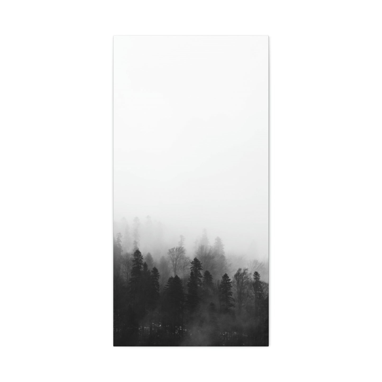 Forest, Black & White, Tree line, Nature, Fog, B and W Tree line Polyester Canvas