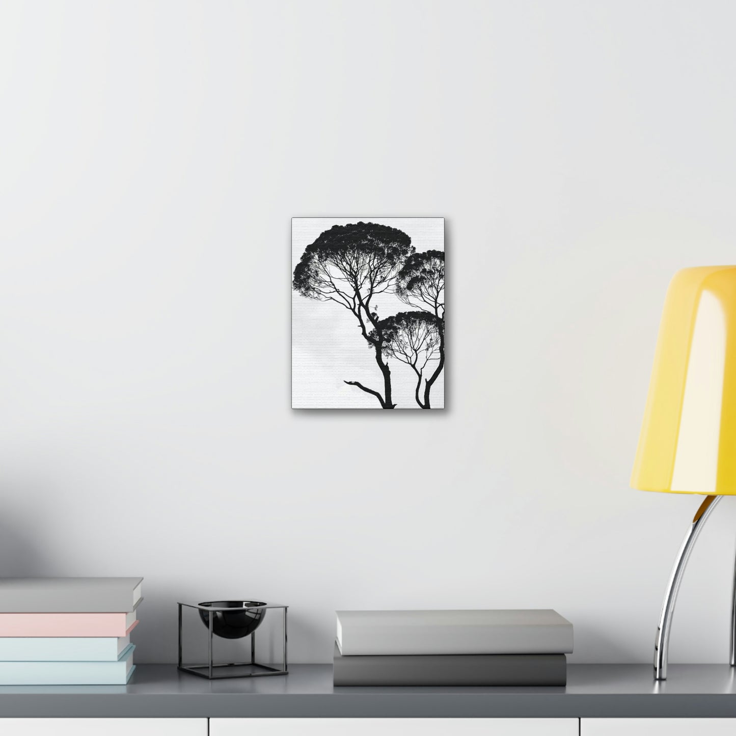 Black and White Trees, Trees, Savannah, Safari - Polyester Canvas
