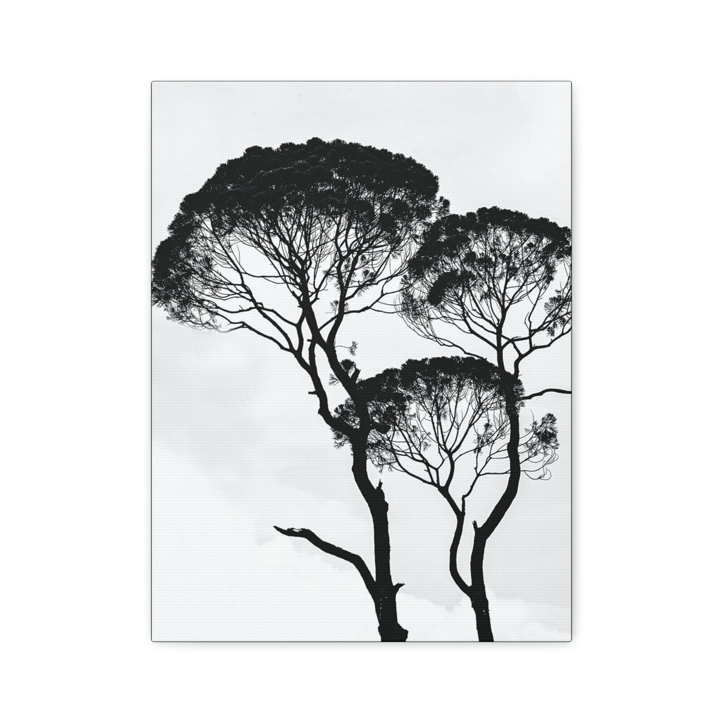 Black and White Trees, Trees, Savannah, Safari - Polyester Canvas