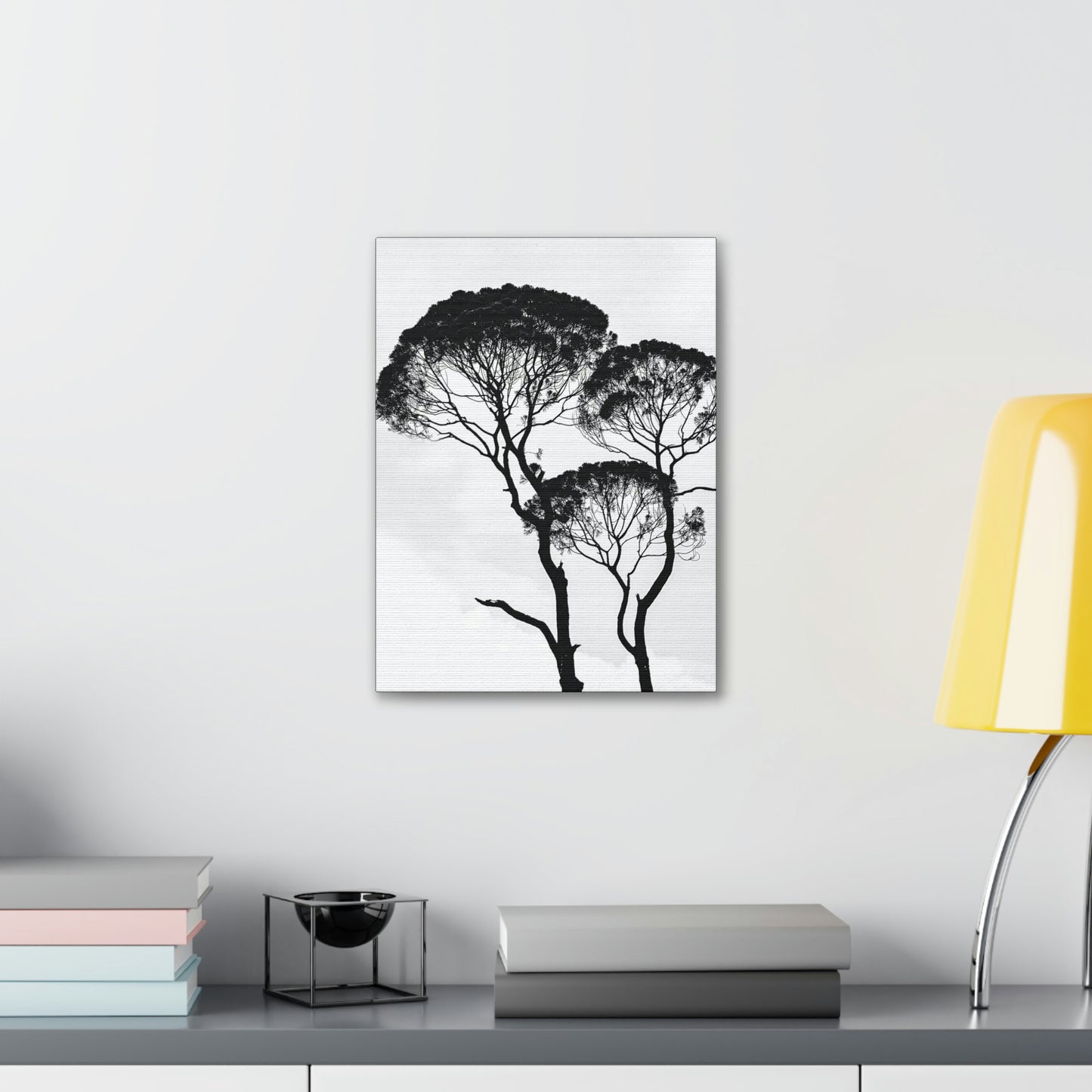 Black and White Trees, Trees, Savannah, Safari - Polyester Canvas
