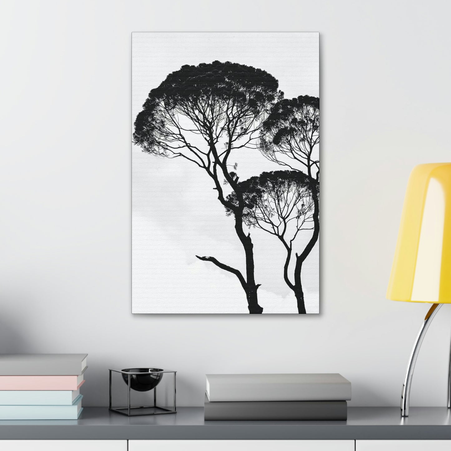 Black and White Trees, Trees, Savannah, Safari - Polyester Canvas