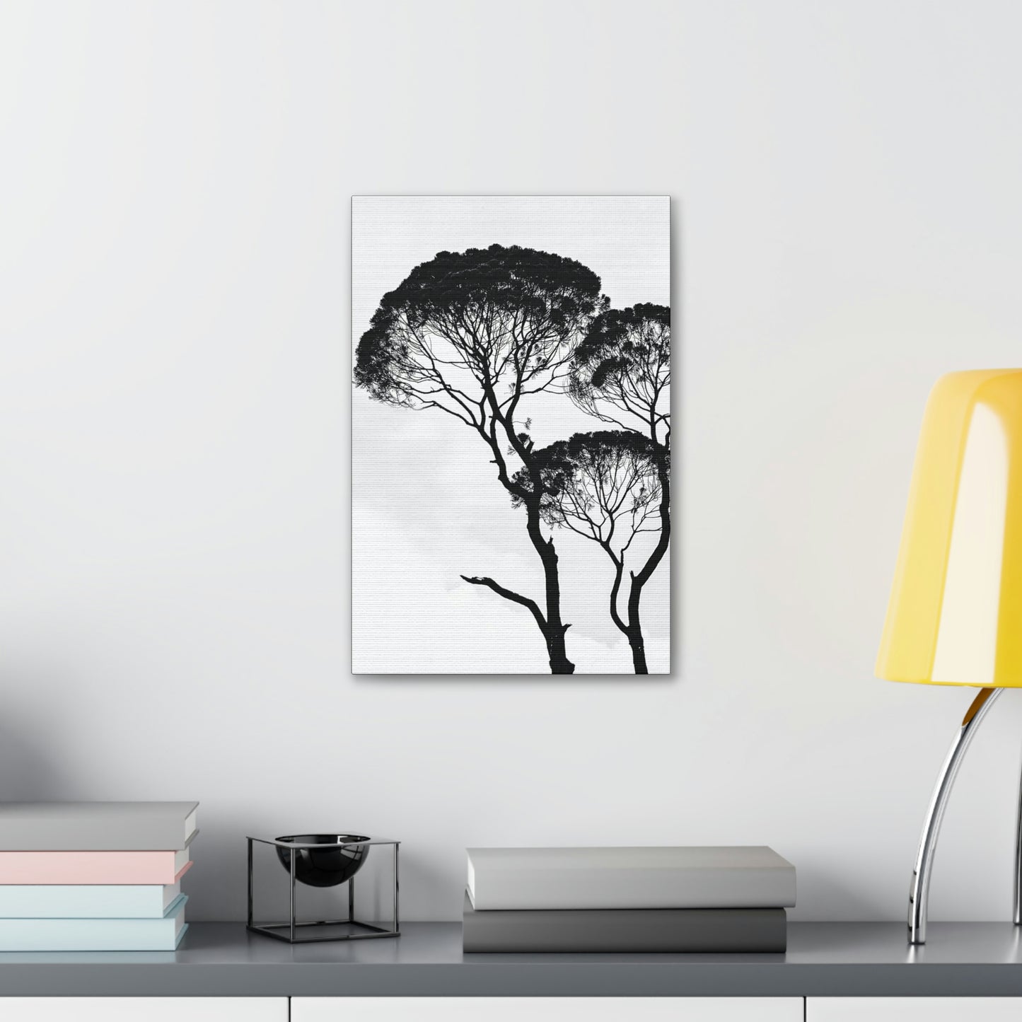 Black and White Trees, Trees, Savannah, Safari - Polyester Canvas