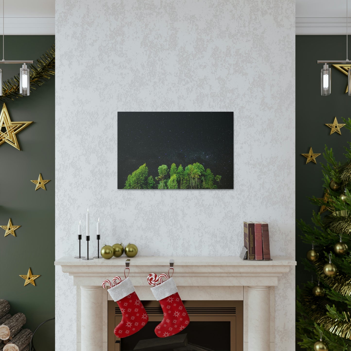 Starry Forest - Star, Forest, Nature - Canvas Gallery Wraps