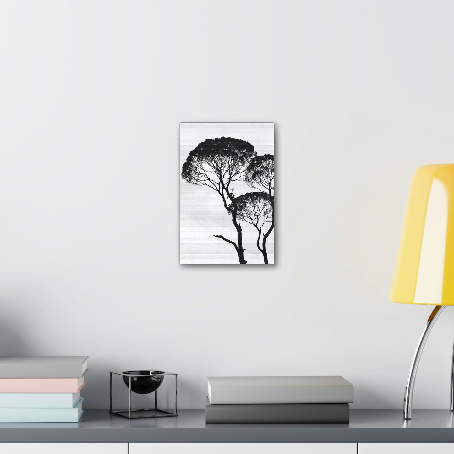 Black and White Trees, Trees, Savannah, Safari - Polyester Canvas