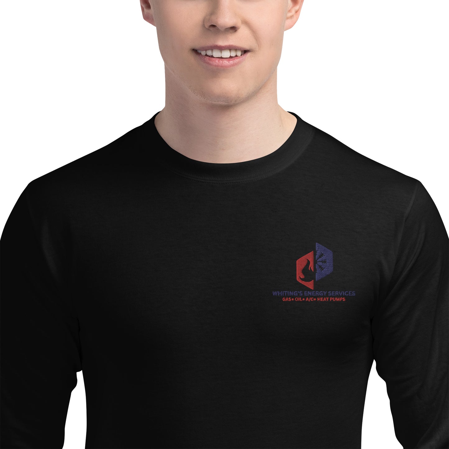 WES - Embroidered Front only - Men's Champion Long Sleeve Shirt