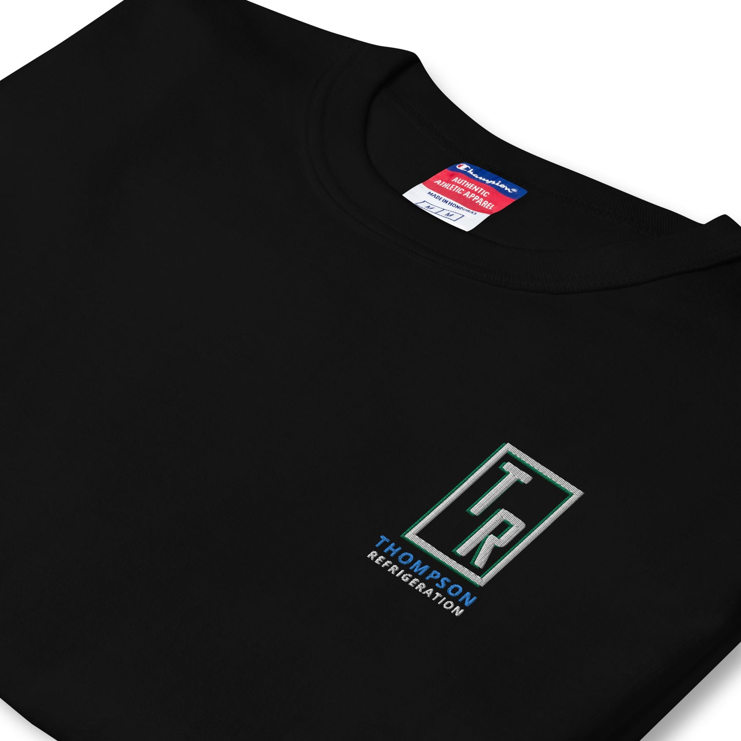 Thompson Refrigeration - Embro Front / Printed back Men's Champion T-Shirt