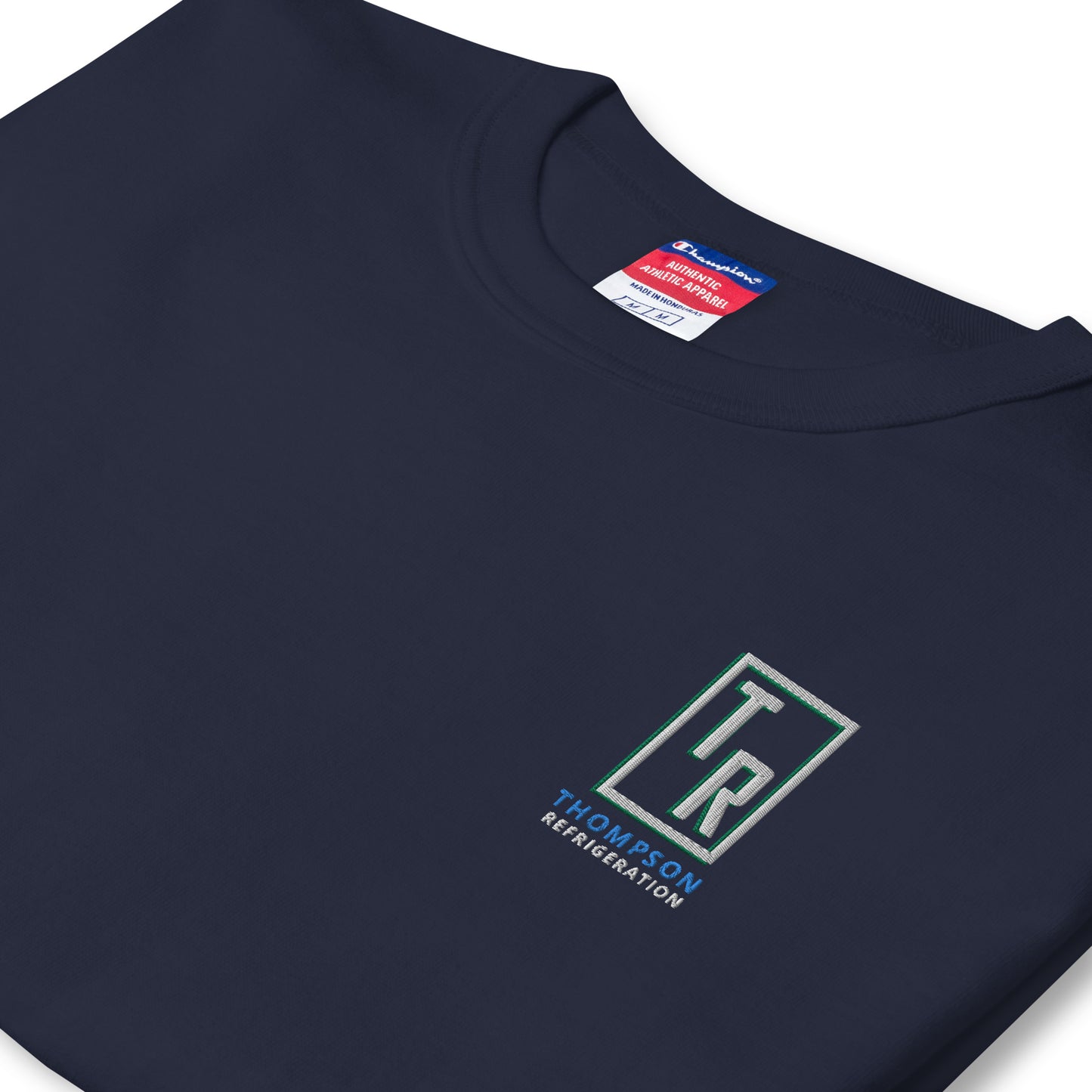 Thompson Refrigeration - Embro Front / Printed back Men's Champion T-Shirt
