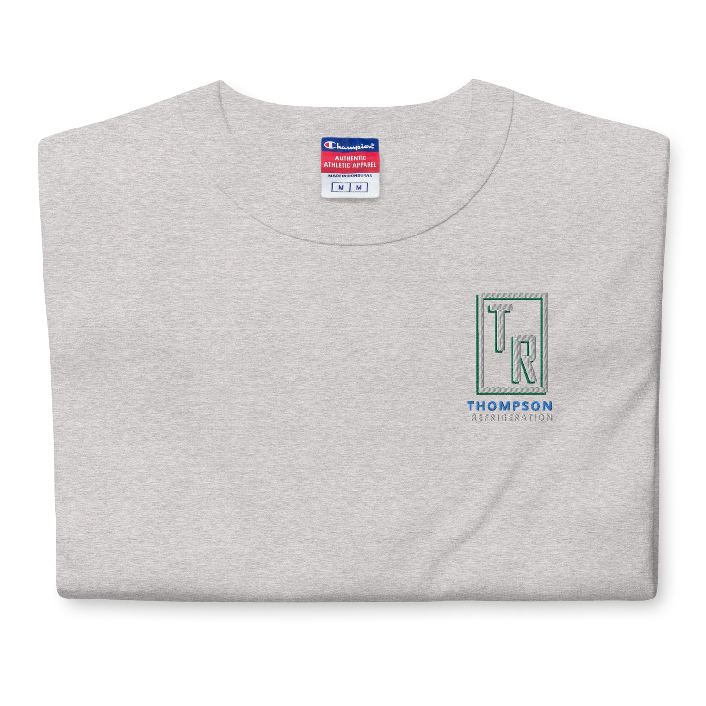 Thompson Refrigeration - Embro Front / Printed back Men's Champion T-Shirt